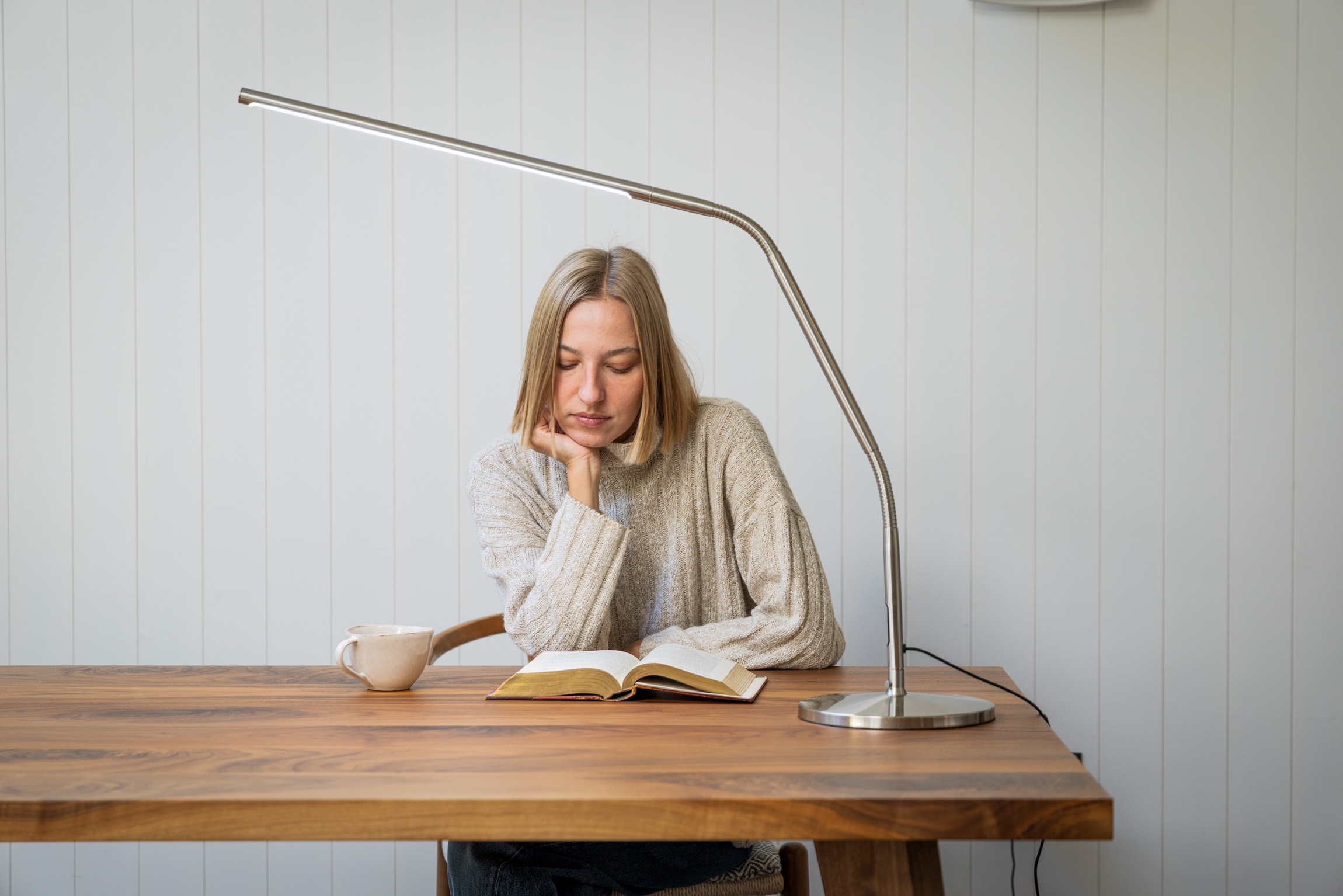 Slimline 4 Table Lamp – Brushed Steel - The Daylight Company