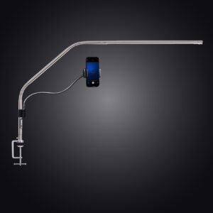 Slimline 4 Table (Brushed Steel) + Flexi Phone Holder Bundle